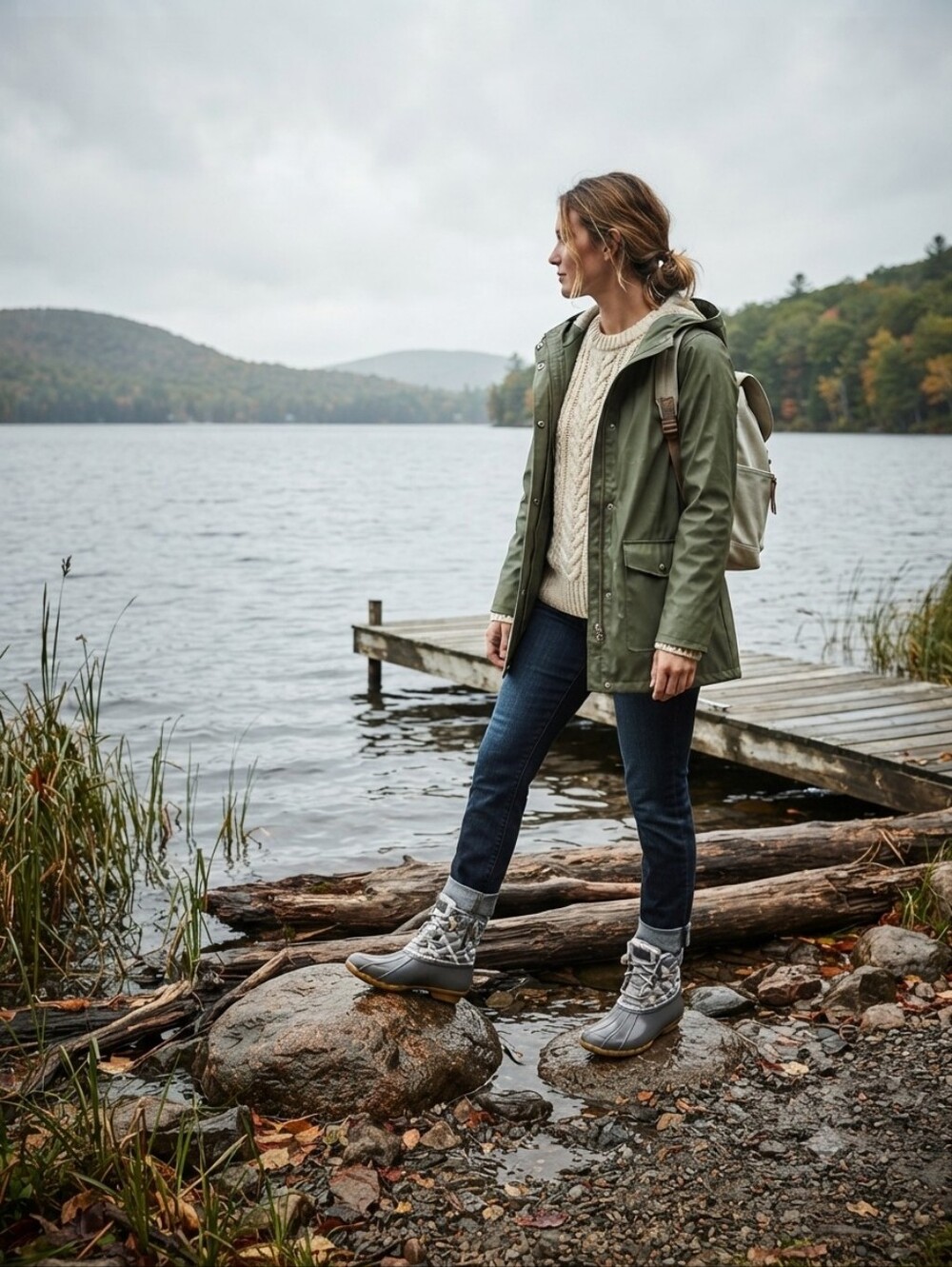 Sperry Gray Quilted Insulated Ankle Snow Boots with Knit Collar